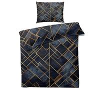 Funda Nordica Cama 90 Geométrico Moderno Azul Marino, Funda Edredon 135x200 y 1 Fundas de Almohada 50x75, Juego de Ropa de Cama de 2 Piezas Microfibra Suave con Cremallera Z69