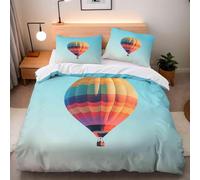 Funda Nórdica Cama 90 Globo Aerostático Impresión 3D Microfibra Suave Ropa de Cama Paisajes Celestes Funda Edredon 150x200 cm con Cremallera y 2 Fundas de Almohada 50x75 cm i.3543