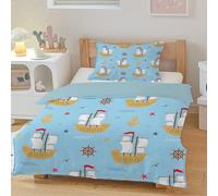 Funda Nórdica Cama 90 Grandes Veleros, Funda Edredon 135x200 Microfibra Suave, Ropa de Cama Timones De Barco Anclas - Funda Nordica Estrellas y 2 Funda de Almohada 50x75 con Cremallera, F-666