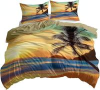 Funda Nordica Cama 90 Hawai, Ropa de Cama Reversible Palmeras 3D Microfibra Funda Edredon 135x200 cm y 2 Fundas de Almohada con Cremallera 3 Piezas 1866-ABC