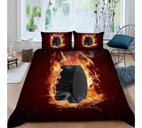 Funda Nordica Cama 90 Hockey de Fuego Ropa de Cama 3D Arte Abstracto 3 Piezas Suave Transpirable Microfibra Funda Nórdica 135x200 cm y 2 Fundas de Almohada 50x75 cm J-3292