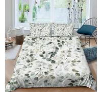 Funda Nordica Cama 90 Hoja de Eucalipto Ropa de Cama 3D Flores de Acuarela Microfibra Suave 3 Piezas Include 1 Fundas Nórdica 155x220 cm y 2 Fundas de Almohada 50x75cm D-2711
