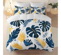 Funda Nordica Cama 90 Hojas de Palma, Suave Transpirable Microfibra Ropa de Cama Hojas de Palmeras Tropicales Funda Edredon 150x220 cm, 2 x Funda de Almohada 50x75 cm, 3D Funda de Edredón r.7837