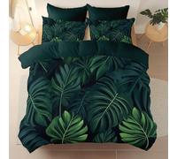 Funda Nordica Cama 90 Hojas de Palmera Tropical, Suave Microfibra Ropa de Cama Hoja de Palmera Reversible Funda Edredon 150x220 cm, 2 x Funda de Almohada 50x75 cm, 3D Funda de Edredón e.7788