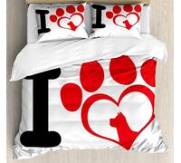 Funda Nordica Cama 90 Huellas de Patas Funda Edredon 135x200 Impresión 3DCorazones Románticos Ropa de Cama Fundas de Edredón Microfibra Suave y 2 Fundas de Almohada 50x75 u-104