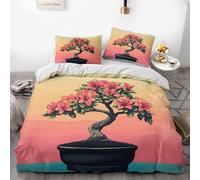Funda Nordica Cama 90 Infantil árbol en Flor 3D Ropa de Cama 150x200 Funda Nórdica 3 Piezas Maceta Funda de Edredon de Suave con Cremallera y 2 Fundas de Almohada E.1779