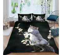 Funda Nordica Cama 90 Infantil Ardillas Funda Edredon 150x200 Animales Salvajes Fundas Nórdicas Microfibra Ropa de Cama de 3 Piezas con Cremallera y 2 Fundas de Almohada K.3951