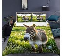 Funda Nordica Cama 90 Infantil Burro, 3D Funda Edredon 150x200 cm Animales de Granja Microfibra Ropa de Cama Burro Reversible 2 Piezas, Funda de Edredón + 1 Fundas de Almohada m3019
