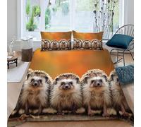 Funda Nordica Cama 90 Infantil Erizo, 3D Funda Edredon 150x200 cm Lindo Erizo Microfibra Ropa de Cama Animales Reversible 2 Piezas, Funda de Edredón + 1 Fundas de Almohada m1177