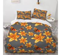 Funda Nordica Cama 90 Infantil Flores Amarillas 3D Ropa de Cama 150x200 Funda Nórdica 3 Piezas Mariposa Amarilla Funda de Edredon de Suave con Cremallera y 2 Fundas de Almohada E.1521
