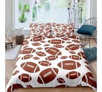 Funda Nordica Cama 90 Infantil Futbol Americano, 3D Funda Edredon 150x200 cm Rugby Microfibra Ropa de Cama Deporte de Pelota Reversible 2 Piezas, Funda de Edredón + 1 Fundas de Almohada m4723