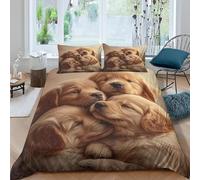 Funda Nordica Cama 90 Infantil Golden Retriever 3D Ropa de Cama 150x200 Funda Nórdica 3 Piezas Lindas Mascotas Animales Funda de Edredon de Suave con Cremallera y 2 Fundas de Almohada F.808