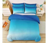 Funda Nordica Cama 90 Infantil Gradiente Azul, 3D Funda Edredon 150x200 cm Color Degradado Microfibra Ropa de Cama Patrón Azul Reversible 2 Piezas, Funda de Edredón + 1 Fundas de Almohada k1177