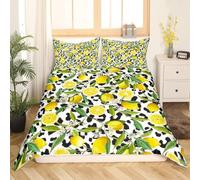 Funda Nordica Cama 90 Infantil Limón, 3D Funda Edredon 150x200 cm Fruta Microfibra Ropa de Cama Limón Reversible 3 Piezas, Funda de Edredón + 2 Fundas de Almohada b1177