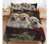 Funda Nordica Cama 90 Infantil Perro Labrador, 3D Funda Edredon 150x200 cm Perro Microfibra Ropa de Cama Animales Reversible 2 Piezas, Funda de Edredón + 1 Fundas de Almohada m7033
