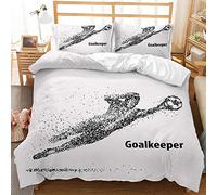 Funda Nordica Cama 90 Infantil Portero de Futbol Blanco, Juego de Funda de Edredón 150x200 cm en Microfibra, Ropa de Cama con Cierre de Cremallera + 2 Funda de Almohada 50x75 cm