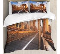 Funda Nordica Cama 90 Infantil Puente de Nueva York Funda Edredon 135x200 Arquitectura Urbana Fundas de Edredón Impresión 3D Ropa de Cama de Microfibra Transpirable con 2 Fundas de Almohada F-1958