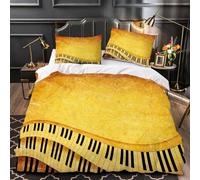 Funda Nordica Cama 90 Infantil Teclas del Piano, Ropa de Cama Tema Musical de Microfibra Impresión 3D Funda Edredon 135x200 cm con Cremallera y 2 Fundas de Almohada C-954