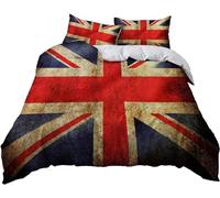 Funda Nordica Cama 90 Infantil Unión Jack Vintage Ropa de Cama Estampado de Banderas de Microfibra Suave Impresión 3D Funda de Edredón 150x200 cm con 2 Fundas Almohada 50x75 cm B.104
