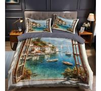 Funda nórdica Cama 90 Infantil Vista Desde una Ventana con Pintura al óleo Funda edredón 150x200 cm Microfibra Suave y Transpirable Juego de Ropa de Cama Ideal para niños niñas y Adolescentes