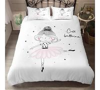 Funda Nordica Cama 90 Infantiles Bailarina Blanca Edredón Cama 90 para Niñas Niños con Cremallera 110gsm Microfibra de Suave Transpirable Fundas Nordicas 150x220 cm + 2 Fundas de Almohada 50x80 cm