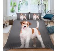 Funda Nordica Cama 90 Jack Russell Terrier Impresión 3D Ropa de Cama Cachorrito Lindo Suave Microfibra Funda de Edredón 135x200 cm con Cremallera y 2 Fundas De Almohada 50x75 cm n.667