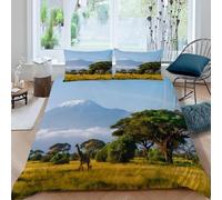 Funda Nordica Cama 90 Jirafa Funda de edredon Pasajes de Pradera 3D Funda Nórdica 135x200 Funda Nordica de Microfibra Suave con Cremallera + 2 Fundas de Almohada 50x75cm g-788