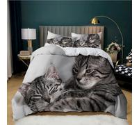 Funda Nordica Cama 90 Juvenil Gato Funda Edredon 150x200 Animales Lindos Fundas de Edredón Impresión 3D Ropa de Cama de Microfibra Transpirable con 2 Fundas de Almohada E-2727