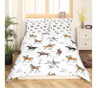Funda Nordica Cama 90 Juvenil Infantil Caballo Funda Nórdica 135x200 Deportes Ecuestres Set Ropa de Cama 3D Fundas Nordicas de Microfibra Funda Edredon con Cremallera a-2234