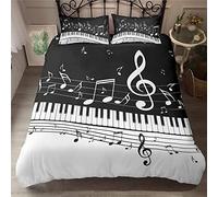 Funda Nordica Cama 90 Juvenil Música Juego de Cama Notas Musicales de Microfibra Suave Impresión 3D Funda Nórdica Teclas de Piano Funda Edredon 135x200 cm y 2 Fundas de Almohada