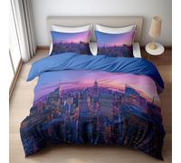 Funda Nordica Cama 90 Juvenil Nueva York Funda Edredon 150x200 Arquitectura Urbana Fundas de Edredón Impresión 3D Ropa de Cama Microfibra Transpirable Suave 3 Piezas con 2 Fundas de Almohada B/225