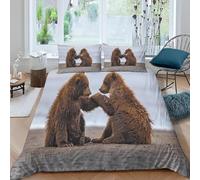 Funda Nordica Cama 90 Juvenil Oso Pardo 3D Microfibra Suave Ropa de Cama Animales Salvajes 3 Pezzi Include 1 Fundas de Edredón 155x200 cm 2 Fundas de Almohada 50x75cm X.2667