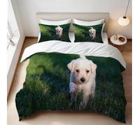 Funda Nordica Cama 90 Labrador Retriever Funda Edredon 135x200 Impresión 3DPerros Blancas Ropa de Cama Fundas de Edredón Microfibra Suave y 2 Fundas de Almohada 50x75 E/56
