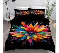 Funda Nordica Cama 90 LáPiz Juego de Cama Flores De Colores Funda de Edredón 3D de Microfibra Funda Nordica 135x200 con Funda de Almohada 50x75cmZ2840