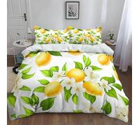 Funda Nórdica Cama 90 Limones de Acuarela Microfibra Suave Ropa de Cama 3 Piezas Fundas Nordicas 3D Frutas Funda Edredon 135x200 cm y 2 Fundas de Almohada b.1872