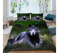 Funda Nordica Cama 90 Lobo 3D Funda de Edredón Animales Salvajes Fundas Nórdicas Microfibra Ropa de Cama 135x200 cm y 2 x Fundas de Almohada ZXC570