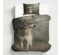 Funda Nordica Cama 90 Manada De Lobos Funda de Edredón Animal Juego de Ropa de Cama Microfibra con Cremallera, Reversible Suave Funda Nórdica 135x200 cm y 2 Funda de Almohada 50x75 cm