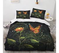 Funda Nordica Cama 90 Mariposa con Flores Infantil Fundas Nordicas Cama 90 para Juvenil con Cremallera Cómodo Microfibra Fundas Nordicas 150x220 cm + 1 Funda de Almohada 50x80 cm