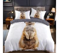 Funda nórdica Cama 90 marrón Funda edredón 150x200 cm Retrato de Cuerpo Entero de un Suricato de Microfibra Suave y Transpirable, Juego de Ropa de Cama para niños, niñas y Adolescentes