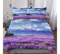 Funda Nordica Cama 90 MontañAs Nevadas Funda de edredon Flores Moradas 3D Funda Nórdica 155x200 Funda Nordica de Microfibra Suave con Cremallera + 2 Fundas de Almohada 50x75cm g-843