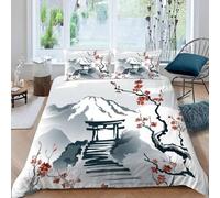 Funda Nordica Cama 90 Monte Fuji Funda de edredon Pintura a Tinta 3D Funda Nórdica 135x200 Funda Nordica de Microfibra Suave con Cremallera + 2 Fundas de Almohada 50x75cm d.1046