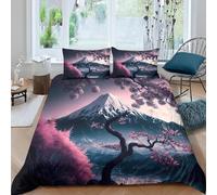 Funda Nordica Cama 90 Monte Fuji Funda Edredon 135x200 Impresión 3DFlores de Cerezo Ropa de Cama Fundas de Edredón Microfibra Suave y 2 Fundas de Almohada 50x75 D/1256