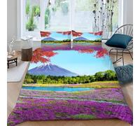 Funda Nordica Cama 90 Monte Fuji Funda edredon Paisaje Natural 3D Funda Nórdica 135x200 Funda Nordica de Microfibra Suave con Cremallera + 2 Fundas de Almohada 50x75cm b.2108