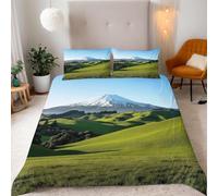 Funda Nordica Cama 90 Monte Fuji Microfibra Suave 3D Funda Nórdica 135x200 Hierba Verde Ropa de Cama con Cremallera Fundas Edredón con 2 Fundas Almohada i-1520