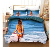 Funda Nordica Cama 90 Mujer Sexy, Ropa de Cama Reversible Océano 3D Microfibra Funda Edredon 150x200 cm y 2 Fundas de Almohada con Cremallera 3 Piezas 2419-ABC