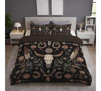 Funda Nórdica Cama 90 Negro - Juego de Cama Oeste Cráneo de Toro Pluma de Microfibra, con Cremallera y Fundas de Almohada, Suave Transpirable y Fácil de Cuidar, para Dormitorio