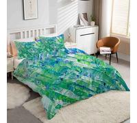 Funda Nórdica Cama 90 óLeo Juego de Ropa de Cama Verde Fundas Nordicas Microfibra Suavecon, Estampado Moderno 3D - Funda Edredon 150x200 cm + 2 Fundas Almohada 50x80 cm -kK302