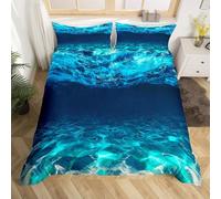 Funda Nordica Cama 90 Ondas en Aguas Profundas Impresión 3D Ropa de Cama Sol Bajo el Agua Suave Microfibra Funda de Edredón 150x200 con Cremallera y 2 Fundas De Almohada 50x75 x.1838