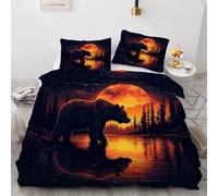 Funda Nórdica Cama 90 Orso Bruno Funda Edredon 150x200 Microfibra Suave, Ropa de Cama Animales 3 Piezas - Funda Nordica Orso Bruno y 2 Funda de Almohada 50x80 con Cremallera