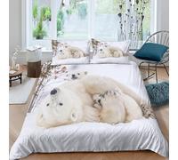 Funda Nordica Cama 90 Oso Polar Microfibra Suave 3D Funda Nórdica 155x200 NiñOs y NiñAs Ropa de Cama con Cremallera Fundas Edredón con 2 Fundas Almohada y-1275
